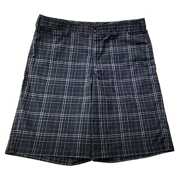 Under Armour Men 36 Black Plaid Golf Chino Short Slash Pockets Lightweight 11" - Picture 1 of 8